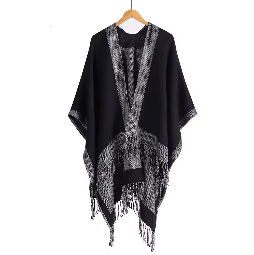 Ruana reversible a rayas