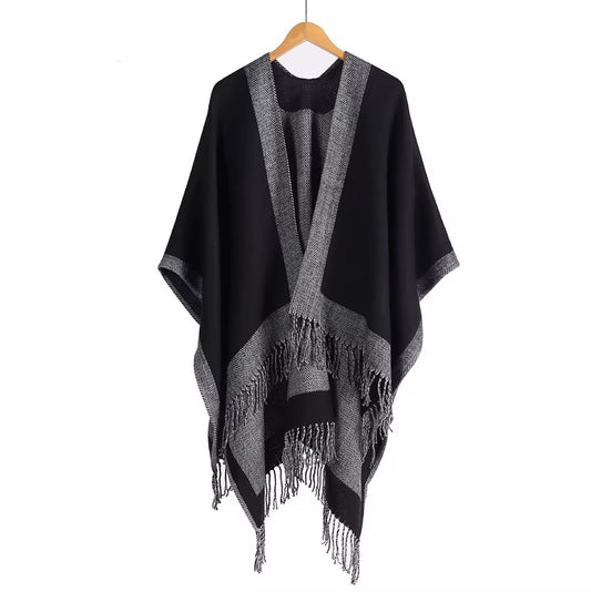 Ruana reversible a rayas