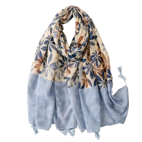 Pashmina celeste con flores